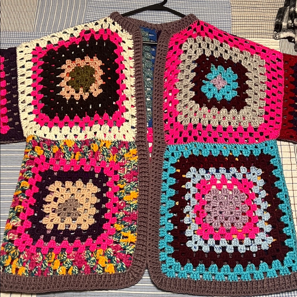 Colorful Crochet Patchwork Cardigan
